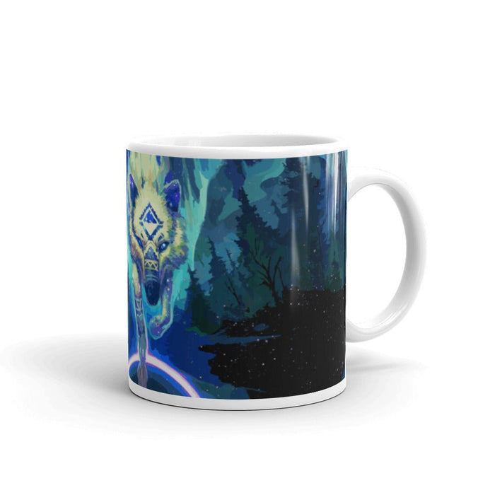 Wolf Star White glossy mug - BoxWood Board Designs - 11oz - -