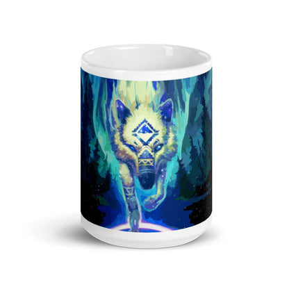 Wolf Star White glossy mug - BoxWood Board Designs - 11oz - -