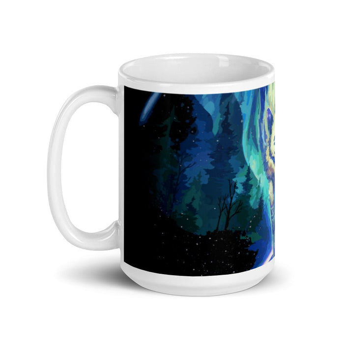 Wolf Star White glossy mug - BoxWood Board Designs - 15oz - -