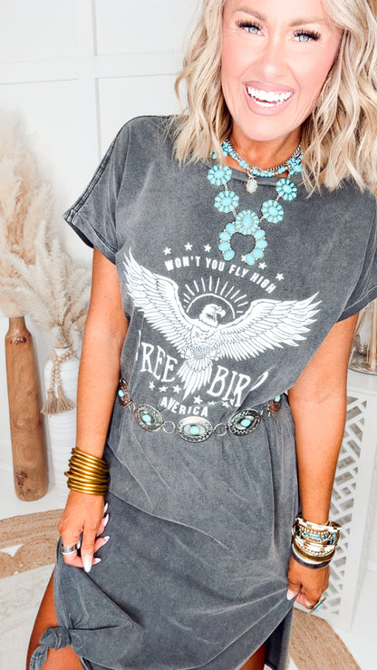 Won't You Fly High T-Shirt Maxi Dress-Black