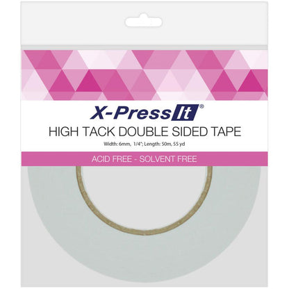 X-PRESS GRAPH-X SUPPLIES-X-Press It Double Sided High Tack Tape. This tape is acid and solvent free; features an extra-strong adhesive that can easily be applied by hand and is heat resistant. Works on metal, glass, wood, paper, plastic, fabric and more! Available at Embellish Away located in Bowmanville Ontario Canada