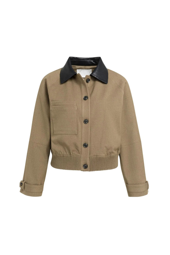 Yaya 02-001079-608 Jacket with Leather Look Collar Teak Brown Melange by YAYA Shop YAYA at Dotique
