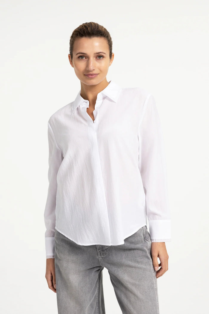 YAYA Blouse with Collar Detail - Pure White 01-201247-609 front view Shop YAYA at Dotique