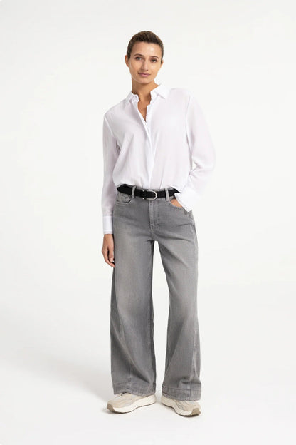 YAYA Blouse with Collar Detail - Pure White 01-201247-609 front view Shop YAYA at Dotique