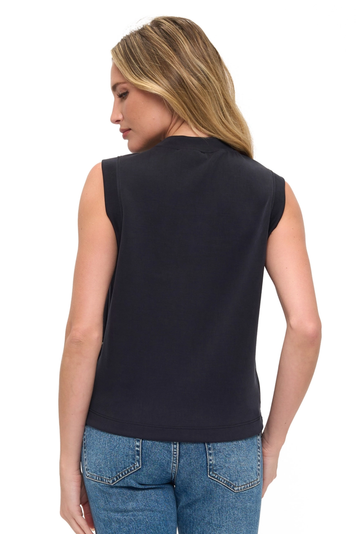 Zipper Detail Scuba Tank-Black